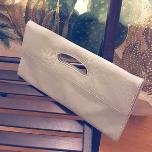 Light Grey Patent Leather Clutch